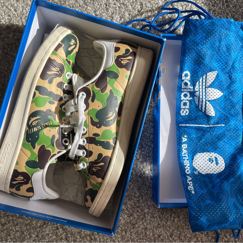 Bape Men Sneakers Green Brown Camo Low-Top